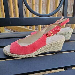 NWOT Lands End Suede Slingback Espadrilles Size 8 b